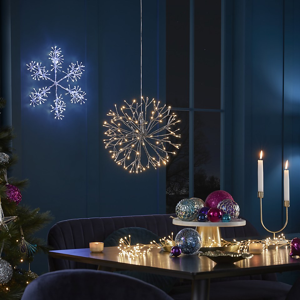 Silver Snowflake Flashing LED Outdoor Christmas Light Decoration