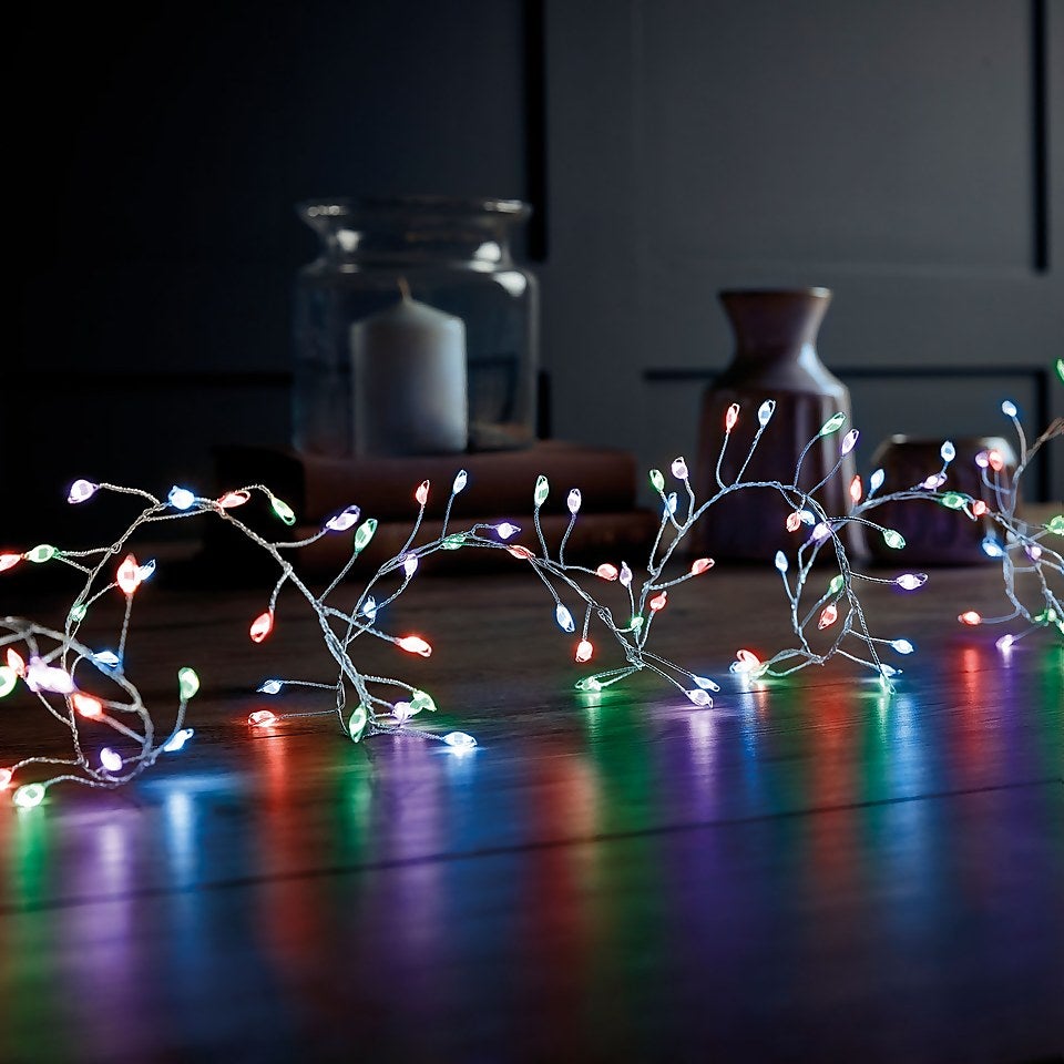 240 Large LED Silver & Rose Gold Copper Wire Garland Multifunction