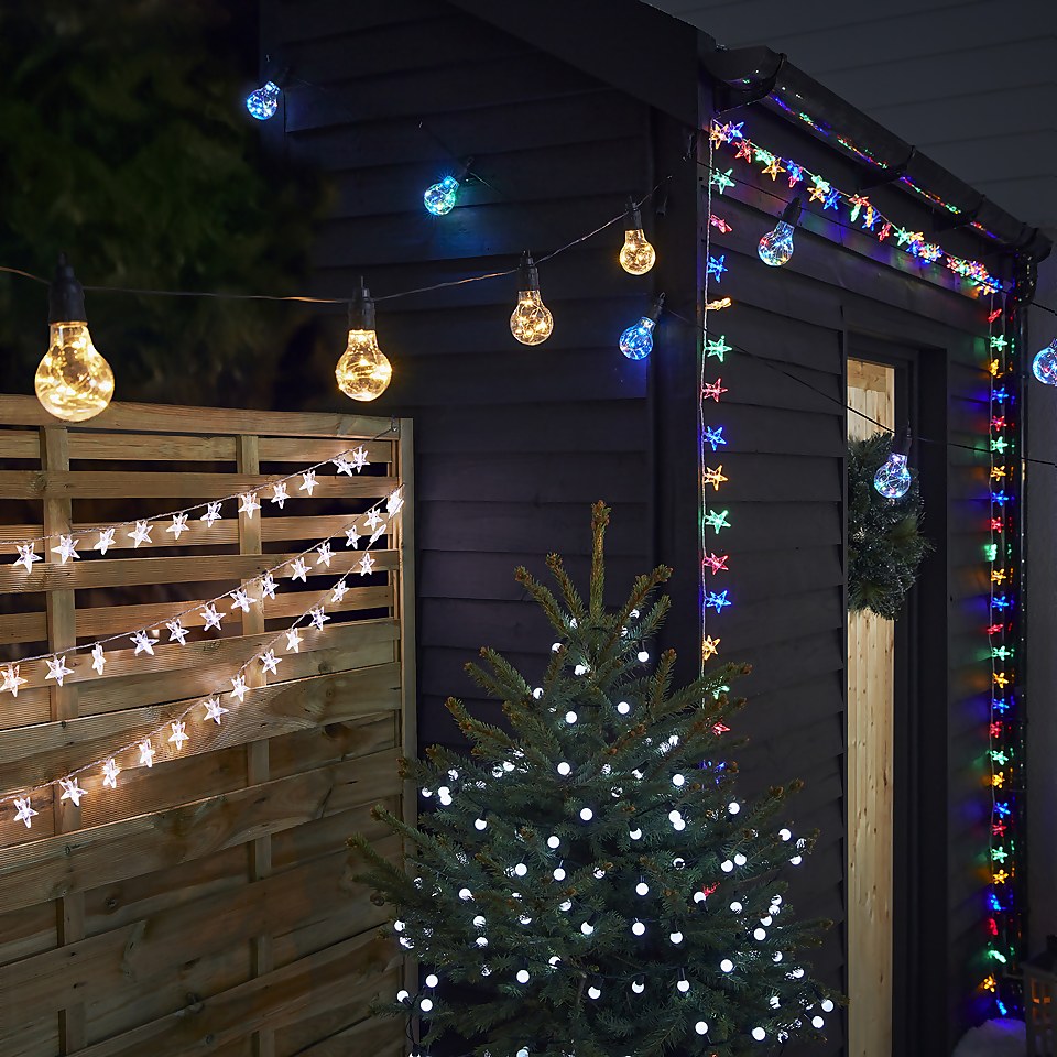 10 Bulb Copper Wire Chain Outdoor Christmas String Lights Warm White