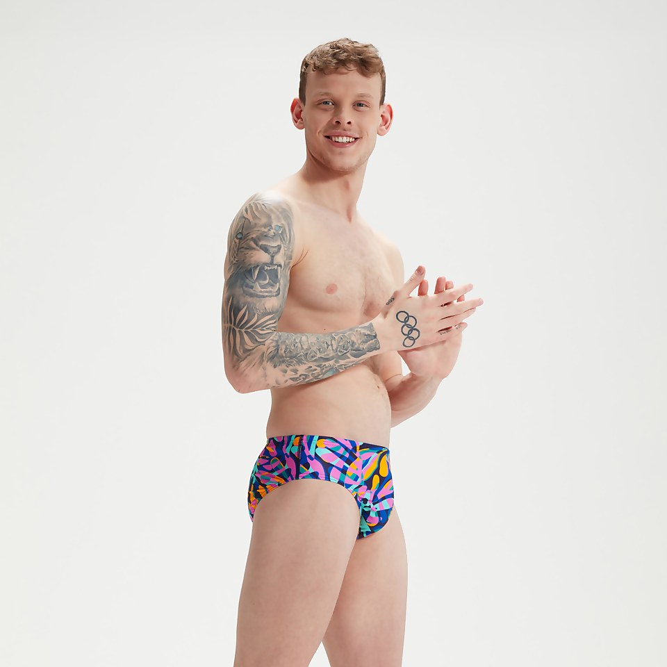 Men's Club Training 8cm Allover Digital Brief Blue/Mango