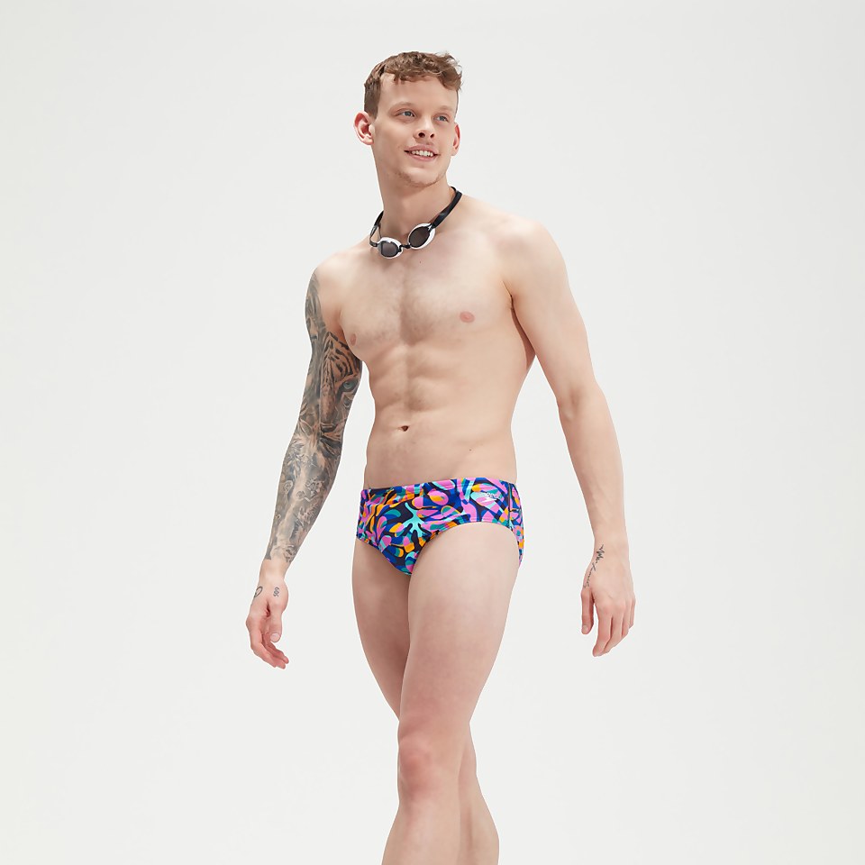 Men's Club Training 8cm Allover Digital Brief Blue/Mango