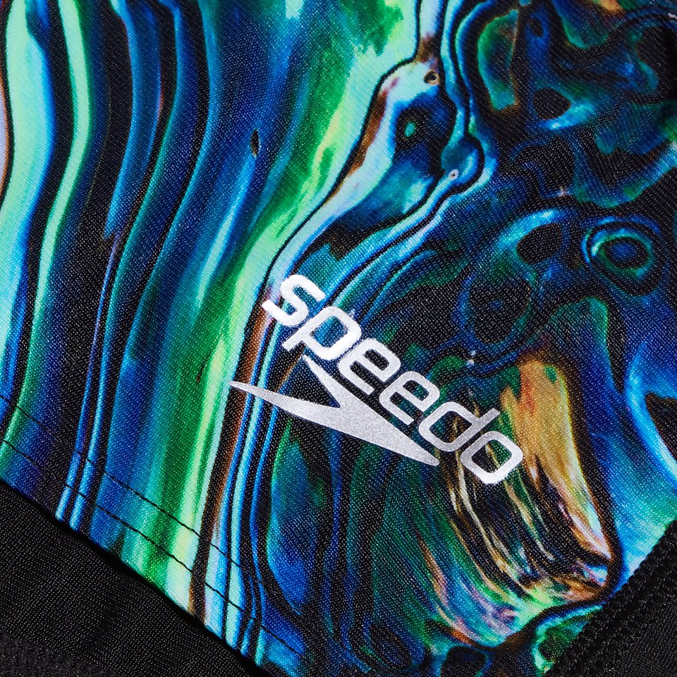 Placement Digital-Badehose 14 cm für Herren Schwarz/Blau