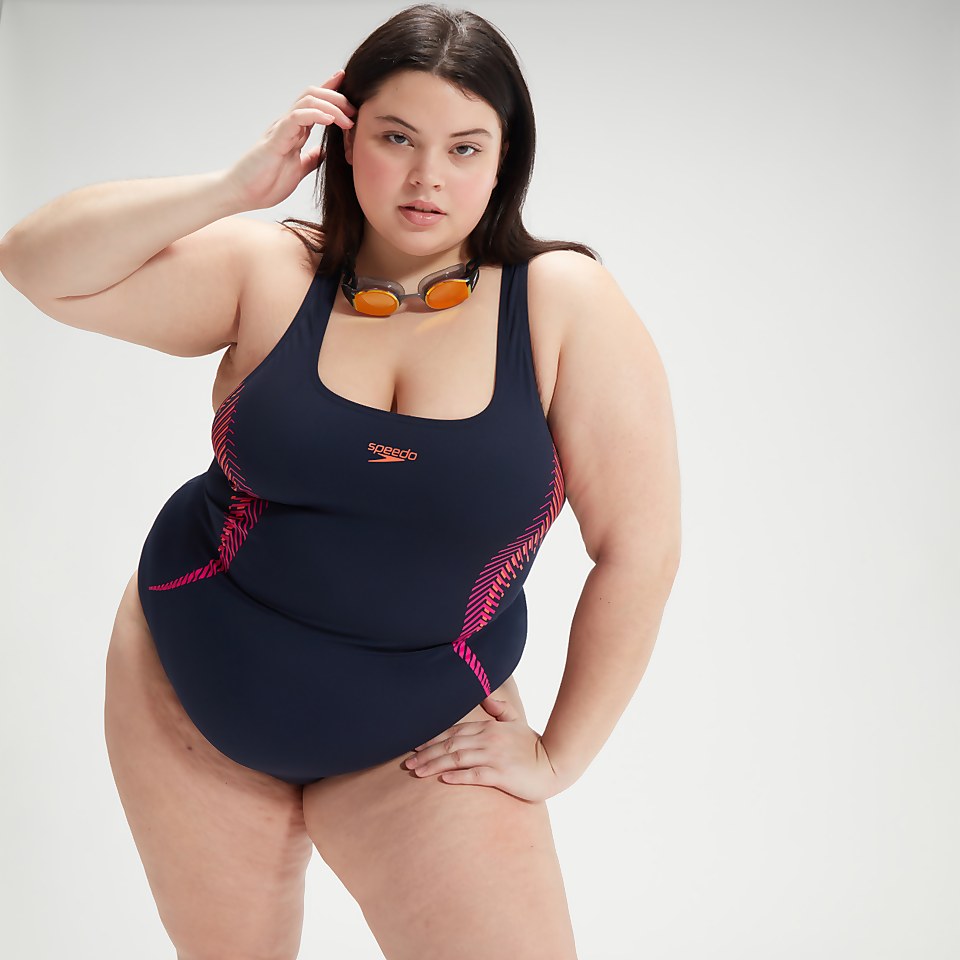 Maillot de bain Femme grande taille Medalist bleu marine/rose