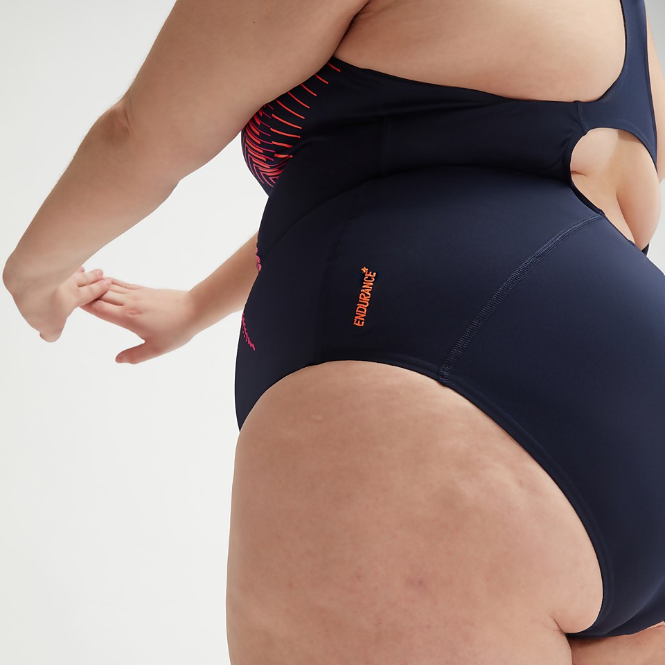 Maillot de bain Femme grande taille Medalist bleu marine/rose