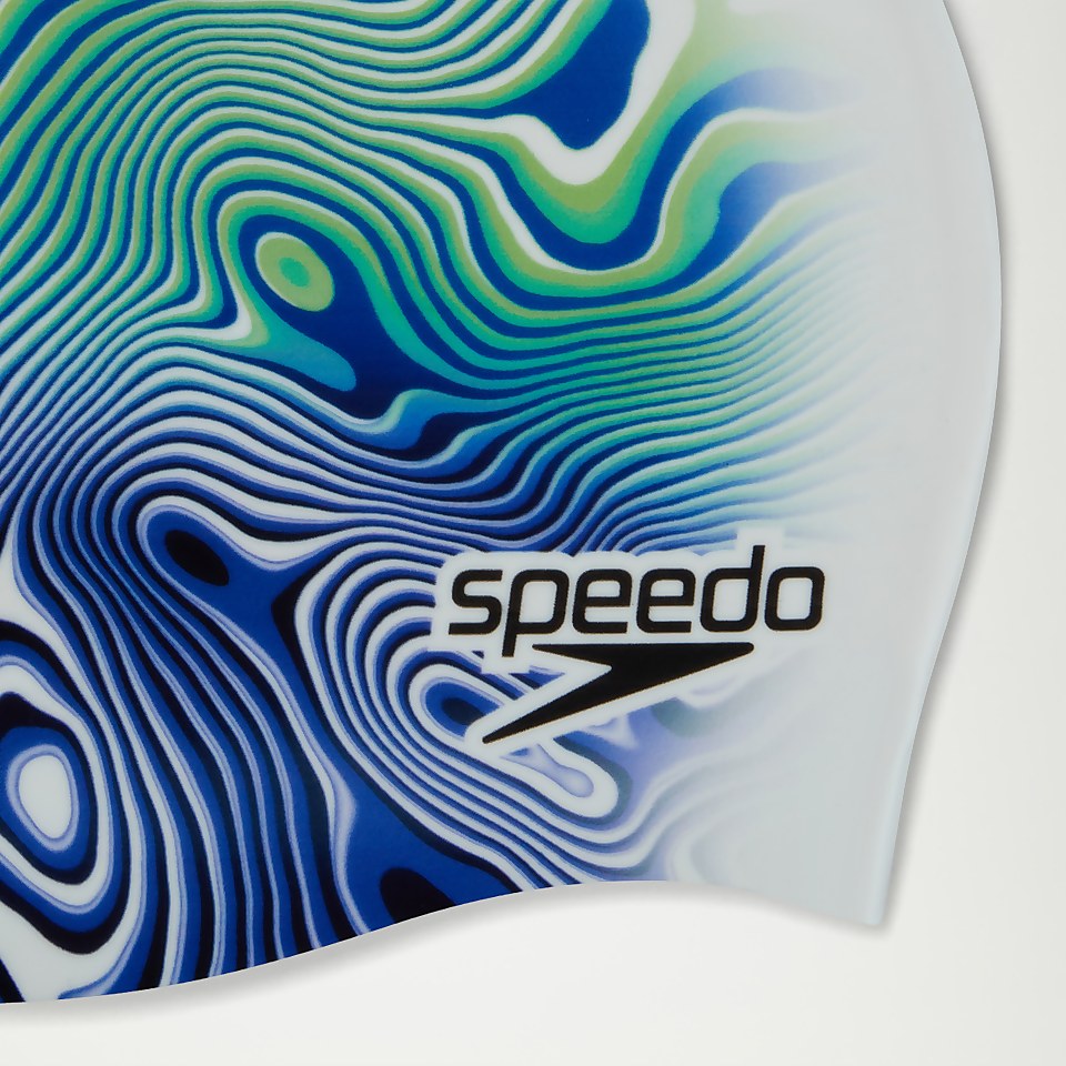 Digital bedruckte Badekappe für Erwachsene Marineblau/Grün