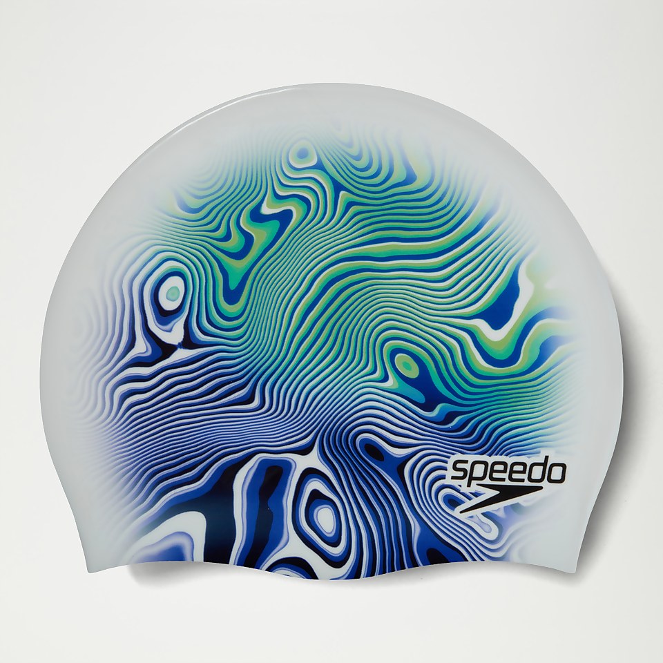 Digital bedruckte Badekappe für Erwachsene Marineblau/Grün