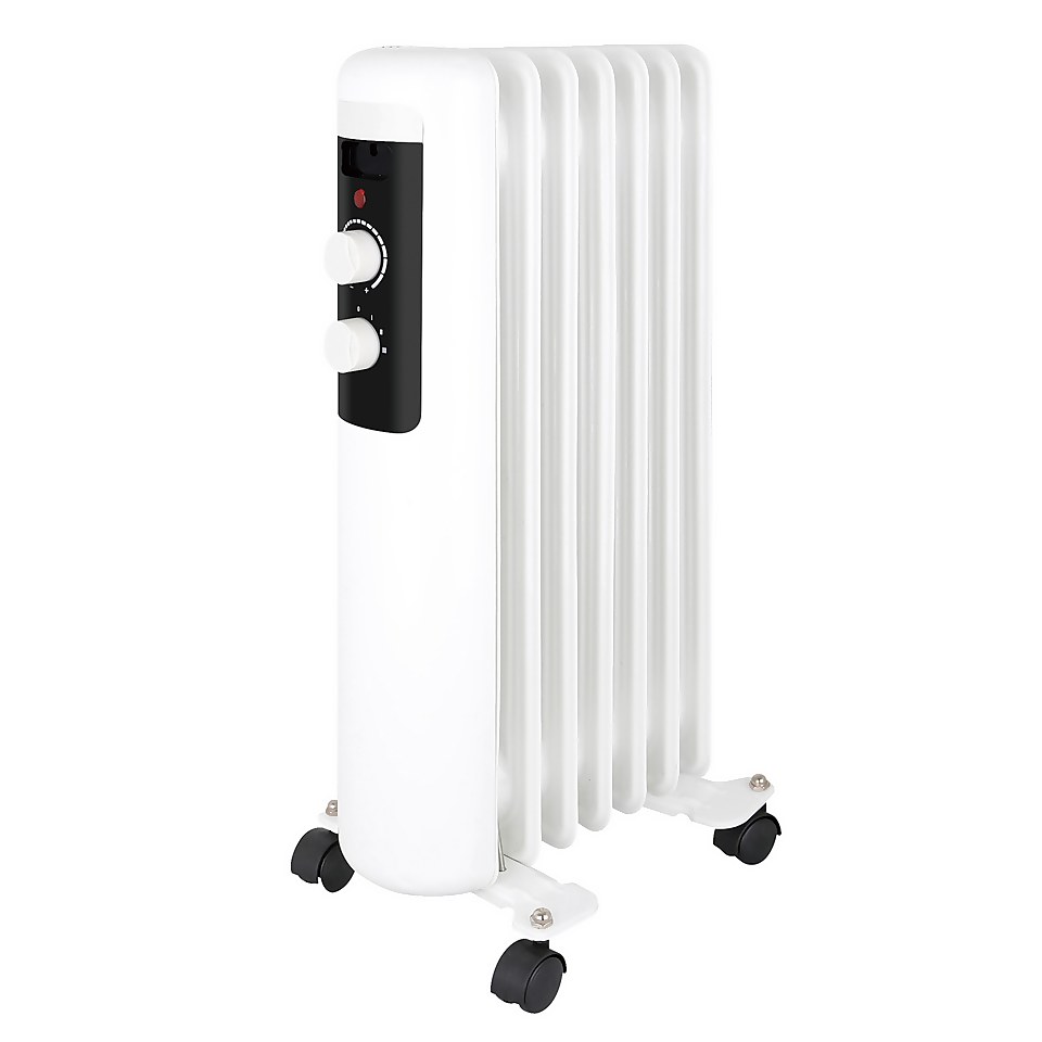 Homebase Oil Filled Radiator with 7 Fin Design in White - 1500W