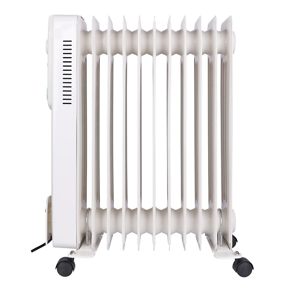 Homebase Oil Filled Radiator with 11 Fin Design With Timer in Grey - 2500W
