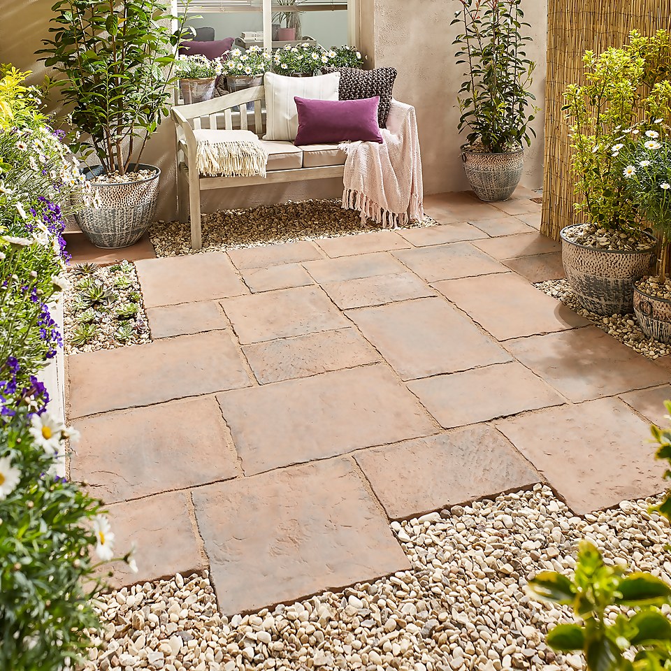 Stylish Stone Belfrey Random Patio Kit 5.76sqm Autumn Brown Homebase