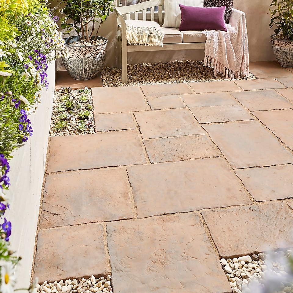 Stylish Stone Belfrey Random Patio Kit 5.76sqm Autumn Brown Homebase