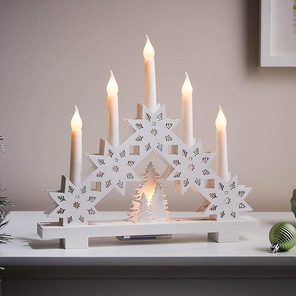 5 LED White Star Christmas Candle Bridge (Battery Operated) Homebase