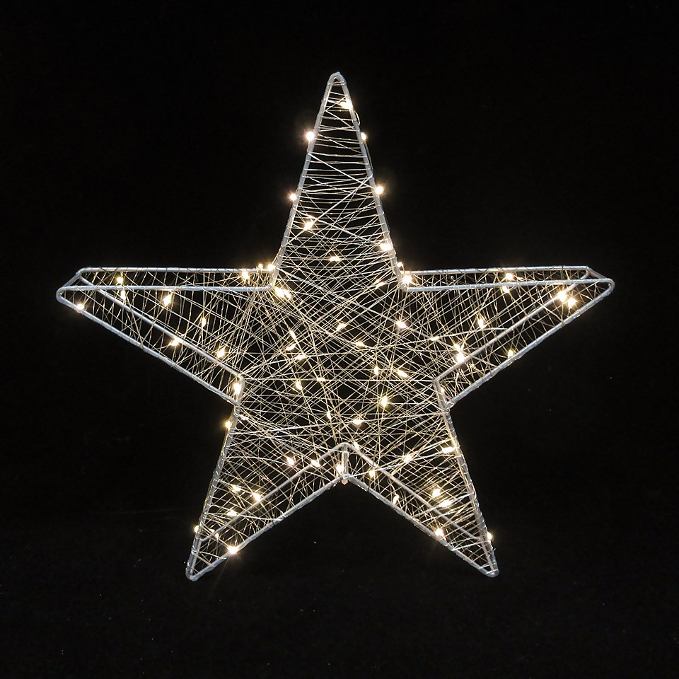 70 LED Silver Star 3D Light Up Christmas Decoration (Battery Operated