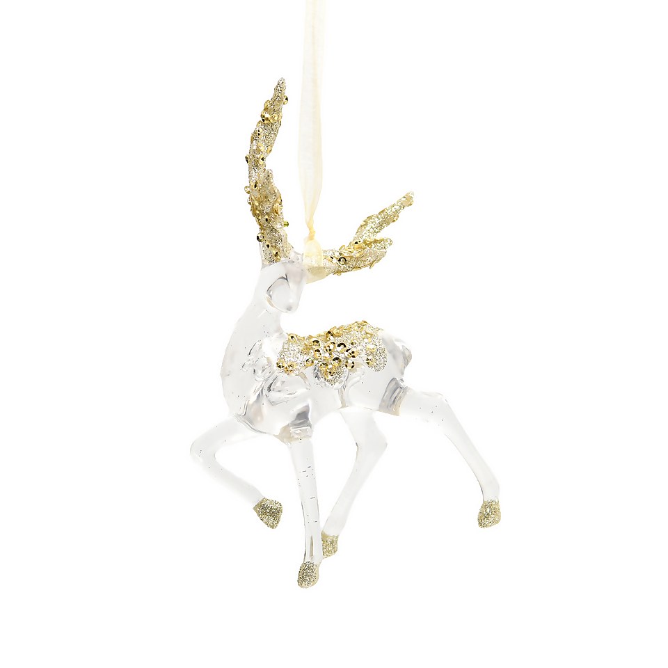 Gold Jewel Stag Christmas Tree Decoration Homebase