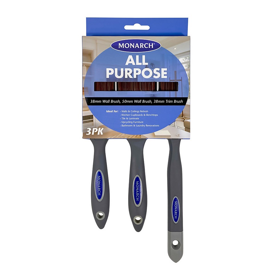 Monarch All Purpose Paint Brush Set 3 Pack Homebase