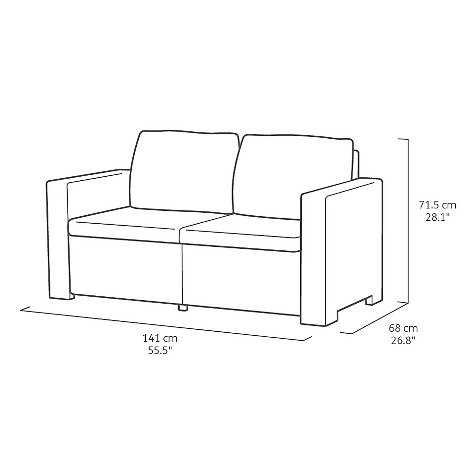 Keter California 2 Seater Outdoor Balcony Garden Furniture Chaise