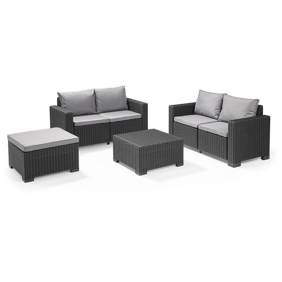 Keter California 5 Seater Double Sofa Outdoor Garden Furniture Lounge