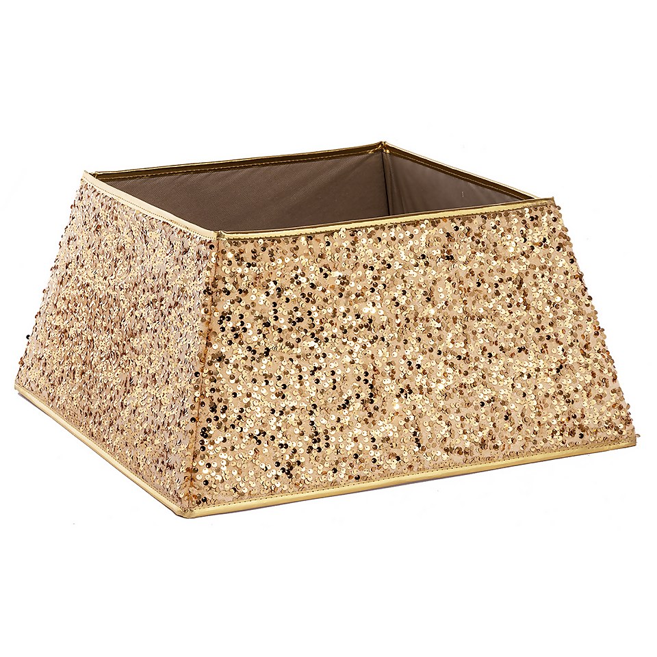 Gold Sequin Square Christmas Tree Skirt Homebase