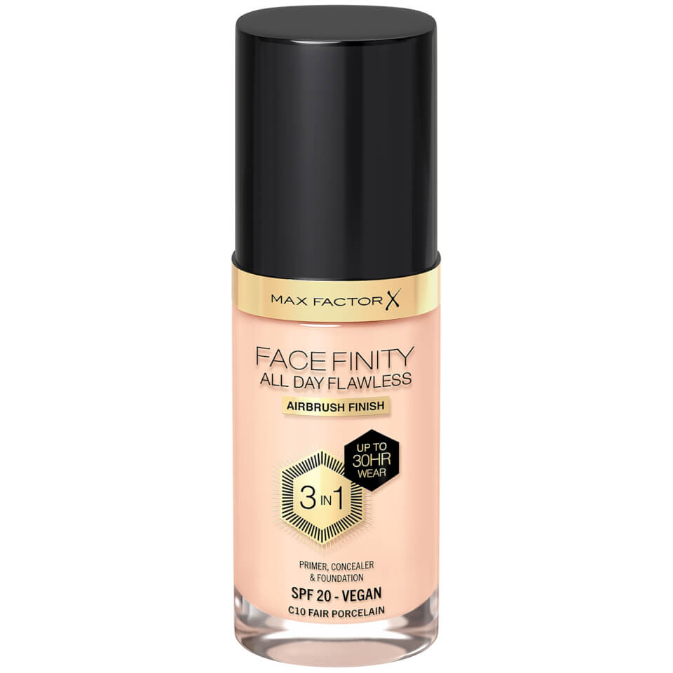 Max Factor Facefinity All Day Flawless 3 in 1 Vegan Foundation - C10 Fair Porcelain
