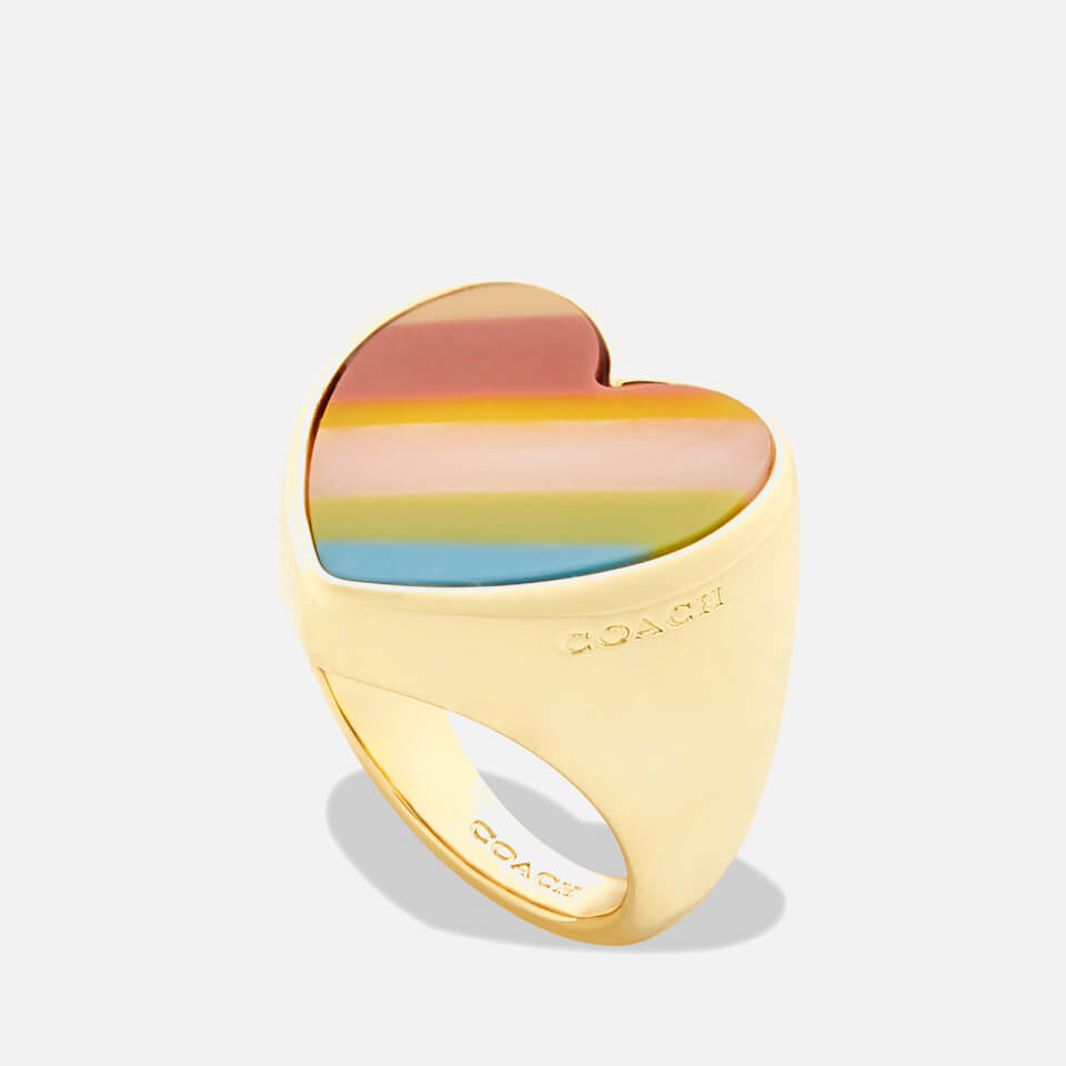 Coach Coach-ella Rainbow Gold-Tone Signet Ring