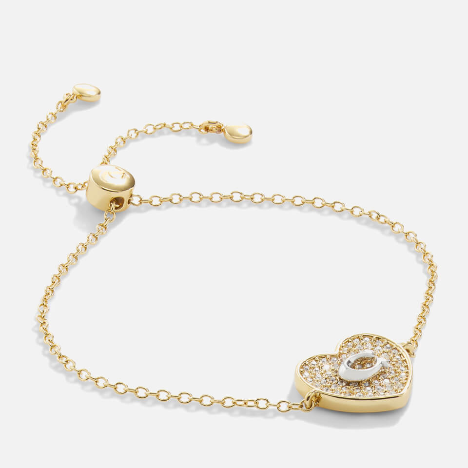 Coach Signature Heart Gold-Plated and Crystal Bracelet