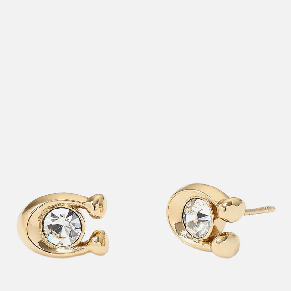 Coach Signature Stone Gold-Tone and Crystal Earrings