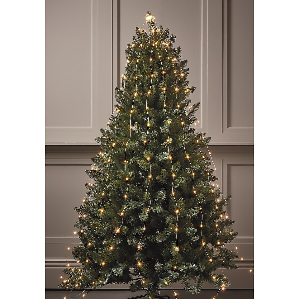 Silver Copper Wire LED Christmas Tree Net Lights 12 Strands Warm