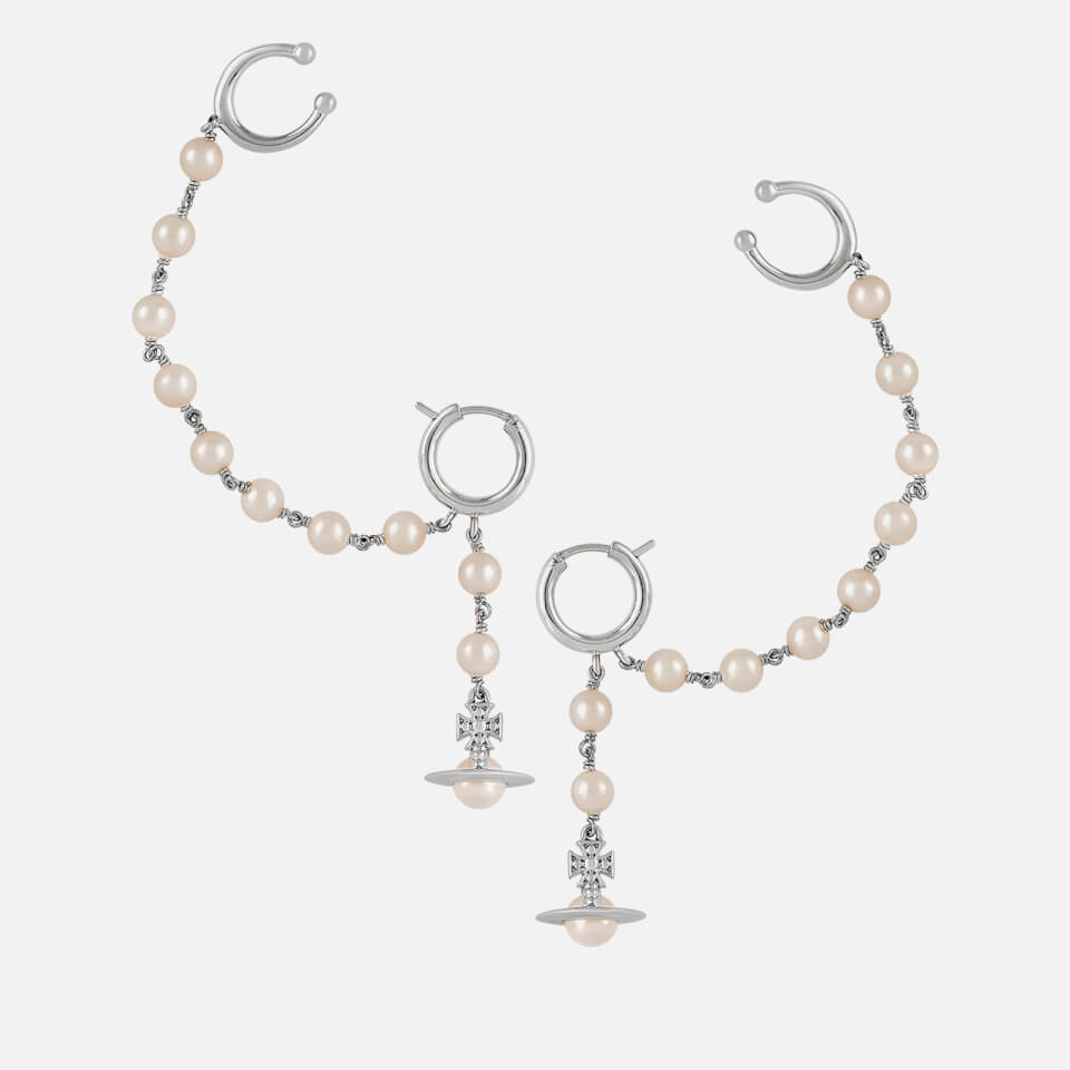 Vivienne Westwood Samara Silver Tone and Faux Pearl Earrings