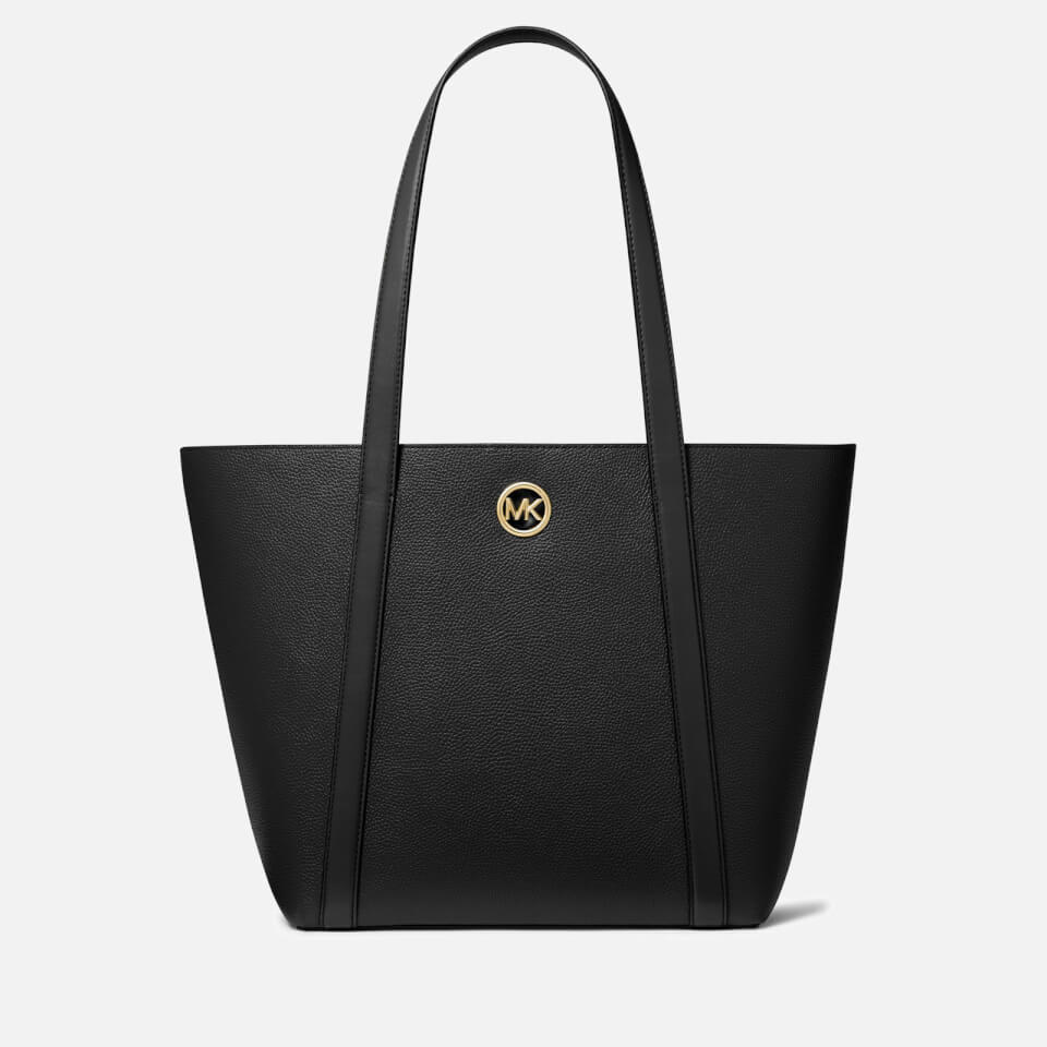 Michael kors black leather tote sale