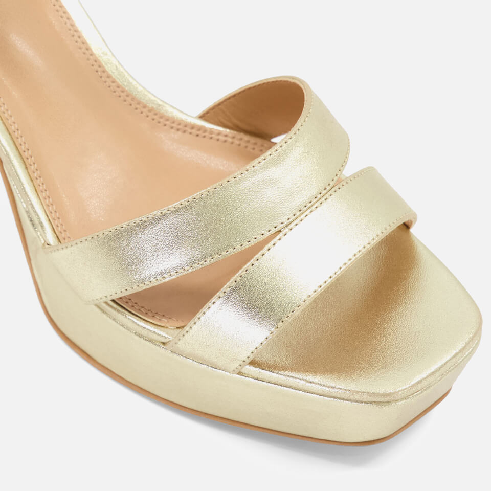 Dune Womens Molten Leather Mid-Platform Sandals - Gold - UK 8 1