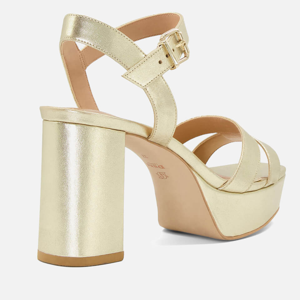 Dune Womens Molten Leather Mid-Platform Sandals - Gold - UK 8 2