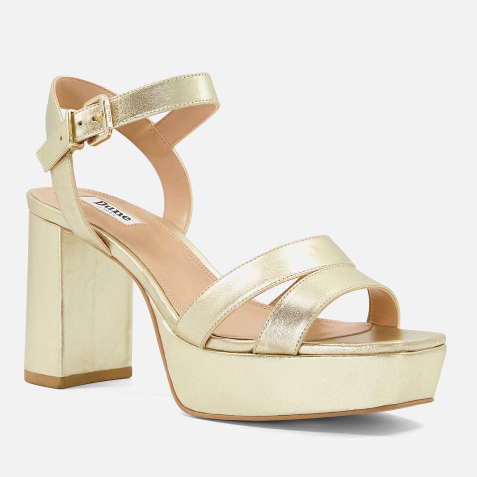 Dune Womens Molten Leather Mid-Platform Sandals - Gold