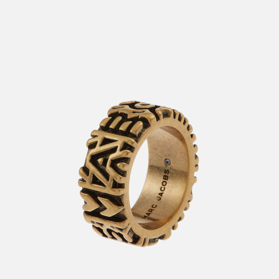 Marc Jacobs Monogram Engraved Gold-Tone Ring