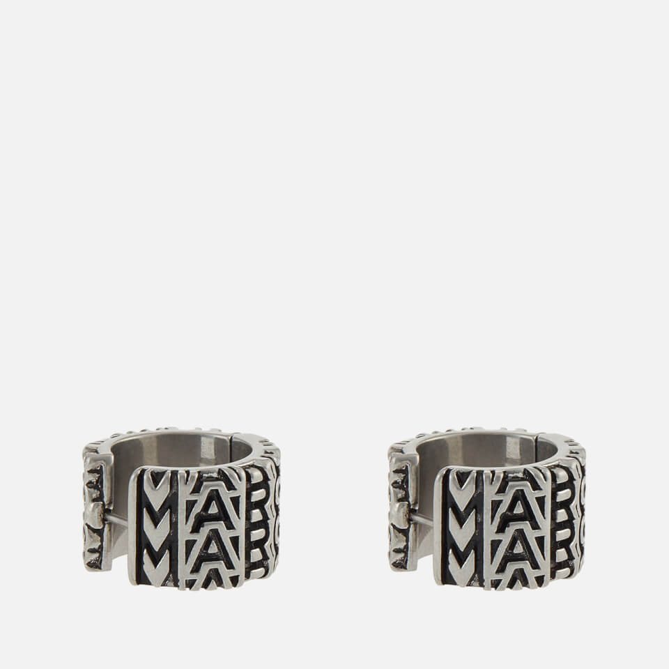 Marc Jacobs Monogram Engraved Silver-Tone Earrings