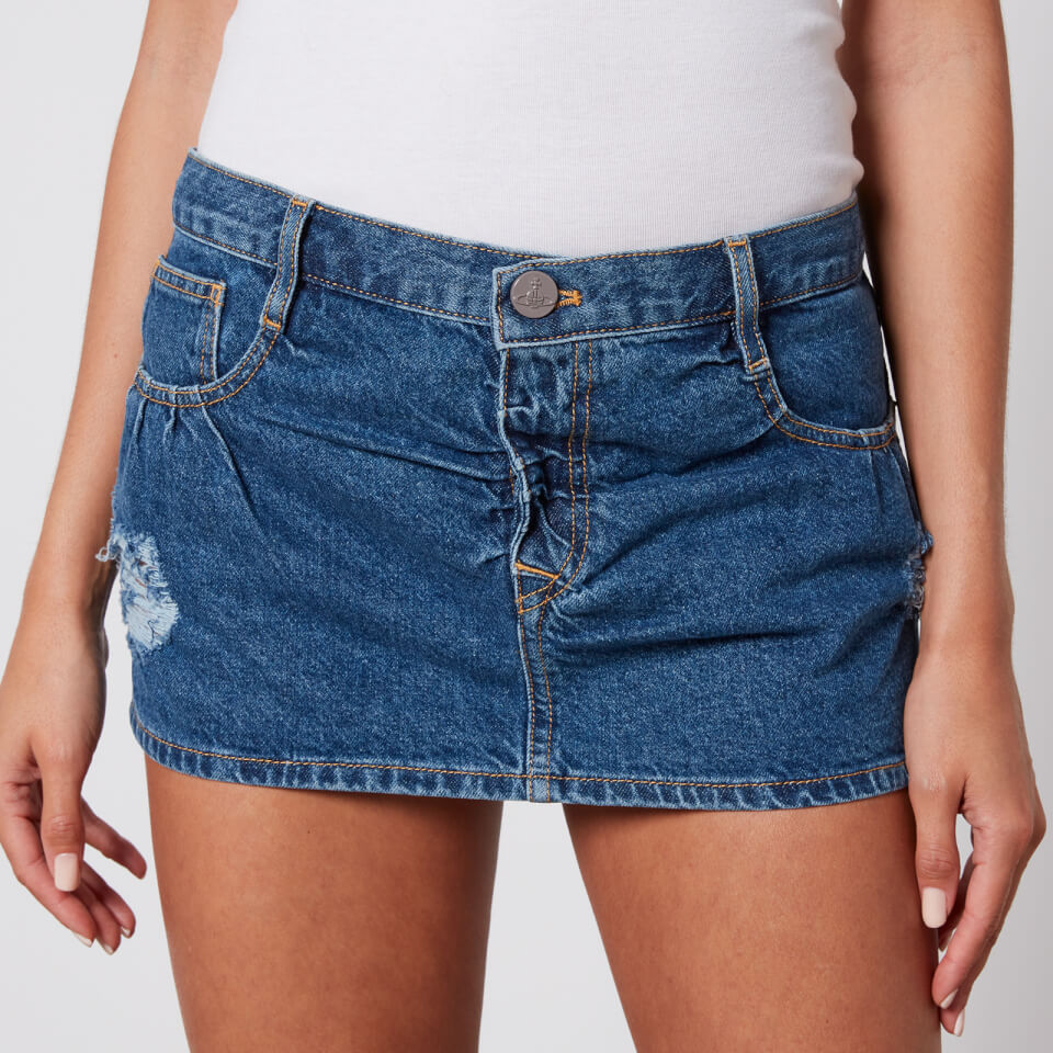 【Vivienne Westwood】Crewe Foam Orb ロゴ ミニ デニムスカート Vivienne Westwood Crewe Foam Denim Mini Skirt - W29 | Coggles