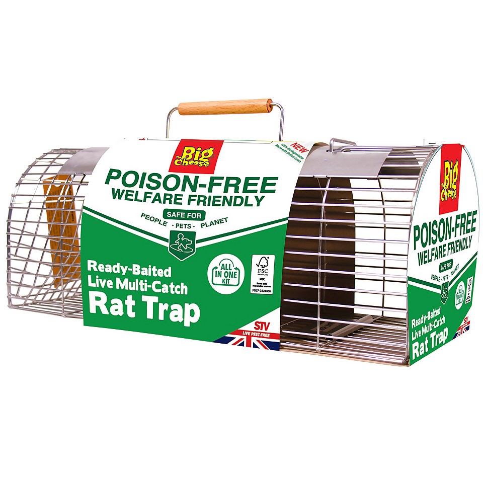 The Big Cheese Ready-Baited Multi-Catch Rat Cage Trap, Humane and Poison Free