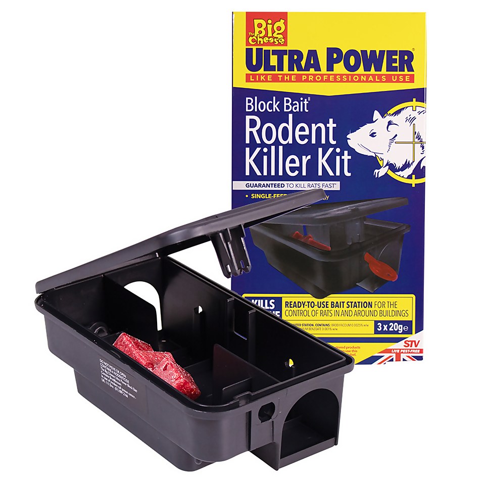 The Big Cheese Ultra Power Block Bait² Rodent Killer Kit - Complete Bait Station Solution for Mice and Rats