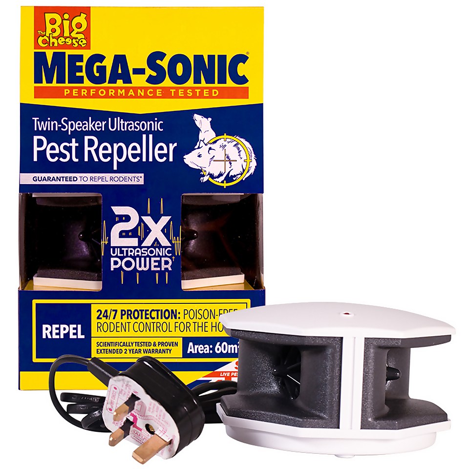 The Big Cheese Ultra Power Mega-Sonic® Twin-Speaker Ultrasonic Pest Repeller - Repels Mice and Rats from your Home