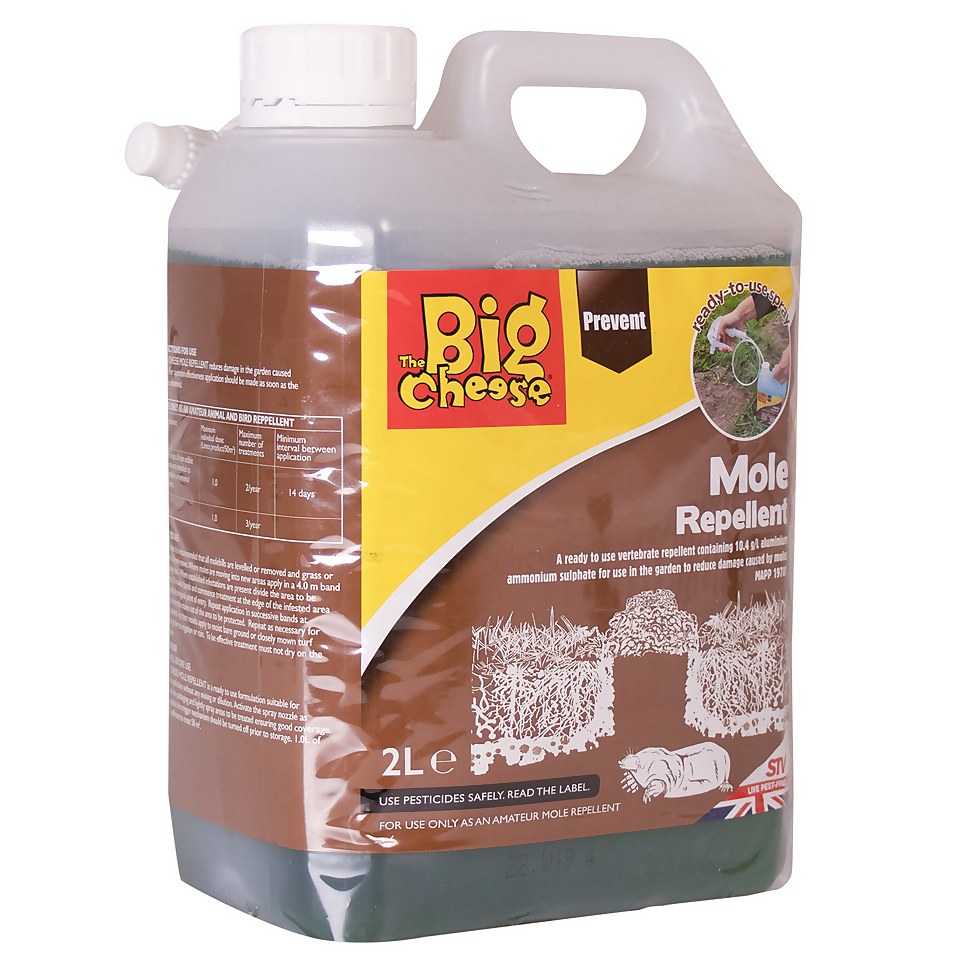 The Big Cheese Mole Repellent 2L RTU Sprayer - Deters Moles & Burrowing Rodents