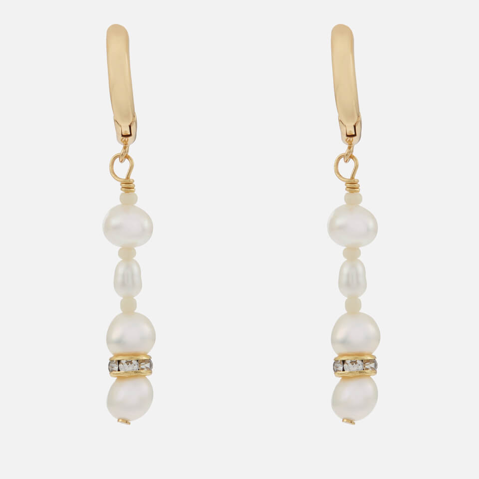 Anni Lu Gold-Tone and Glass Pearl Hoop Earrings