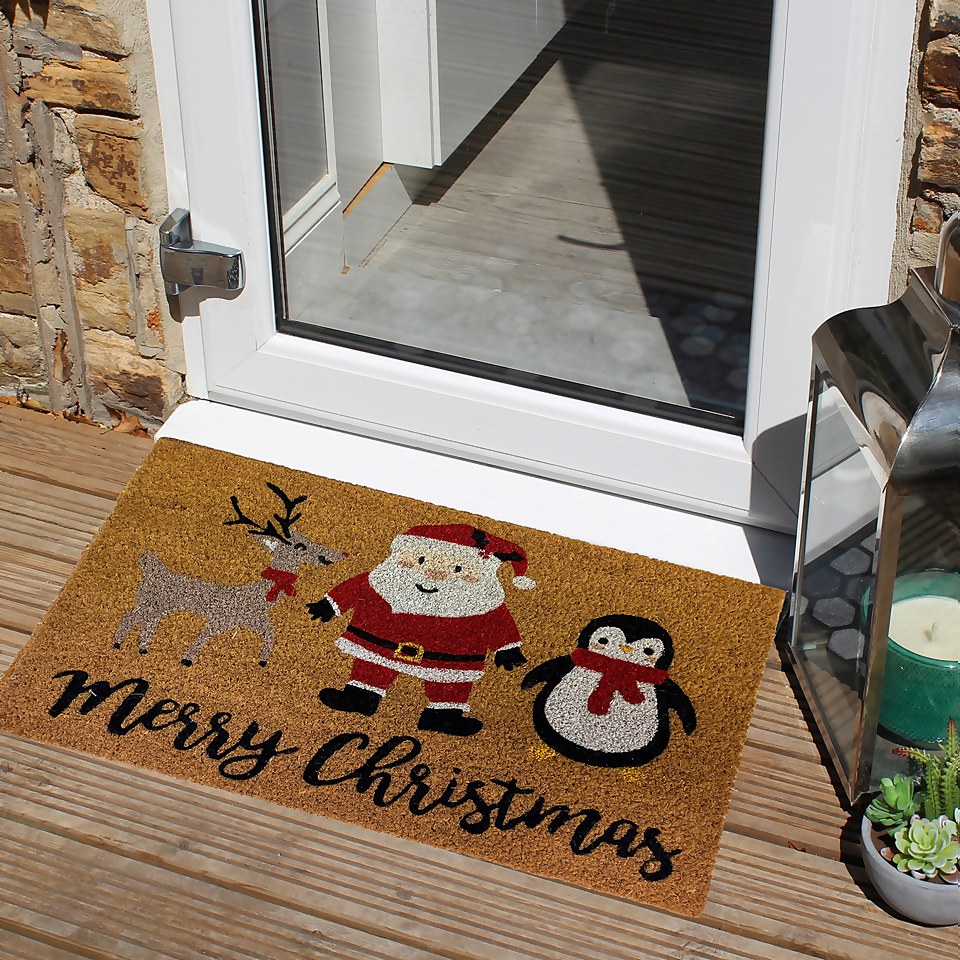 Merry Christmas PVC & Coir Doormat - 39 x 59cm