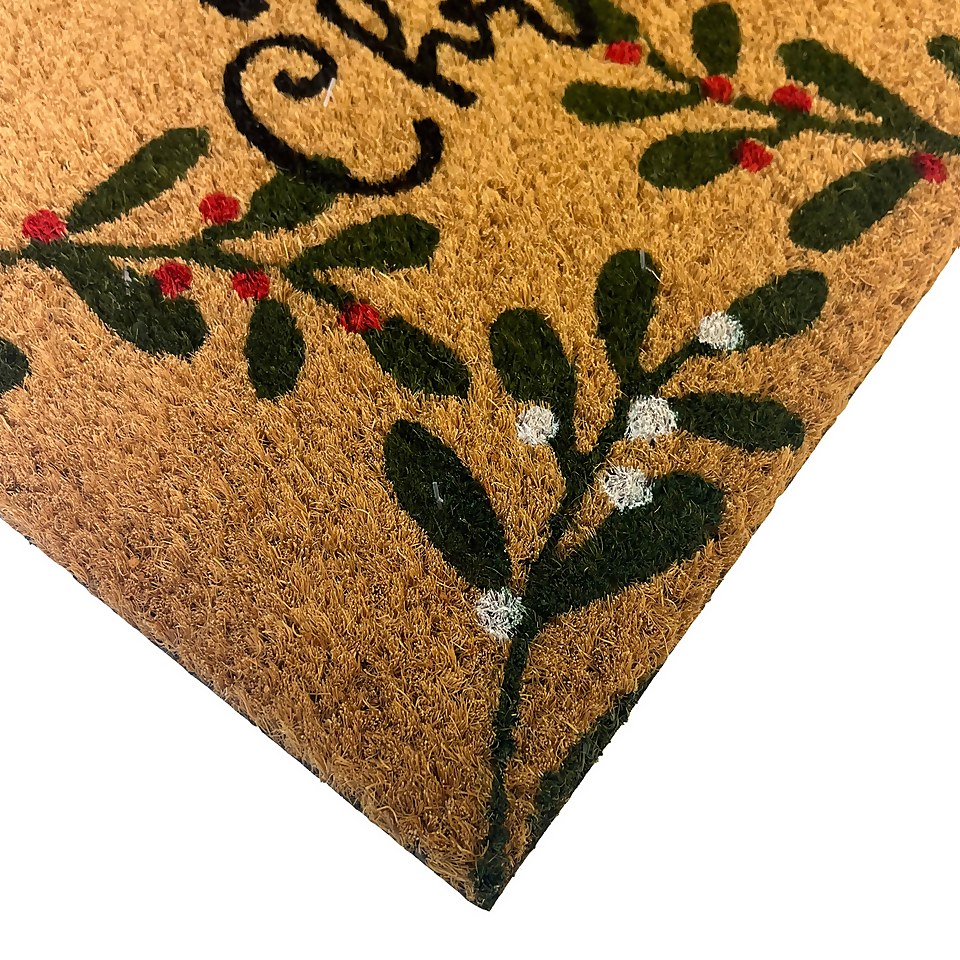 Mistletoe PVC & Coir Doormat 39 x 59cm Homebase
