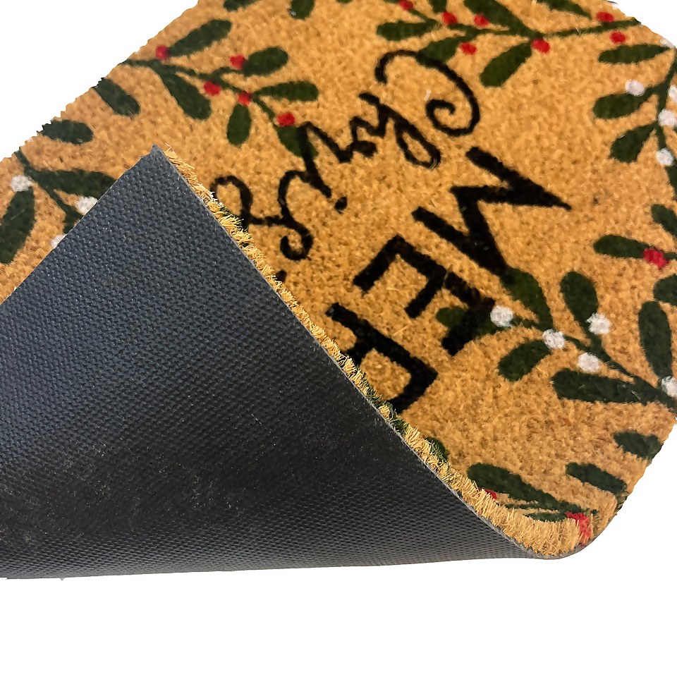 Mistletoe PVC & Coir Doormat 39 x 59cm Homebase
