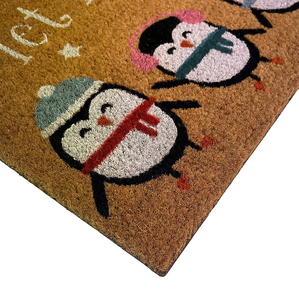 Penguins PVC & Coir Doormat - 39 x 59cm