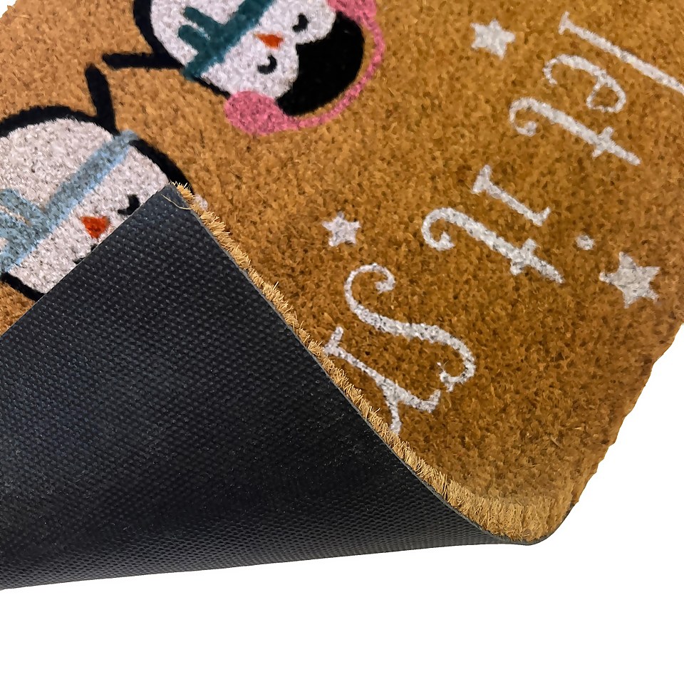 Penguins PVC & Coir Doormat - 39 x 59cm