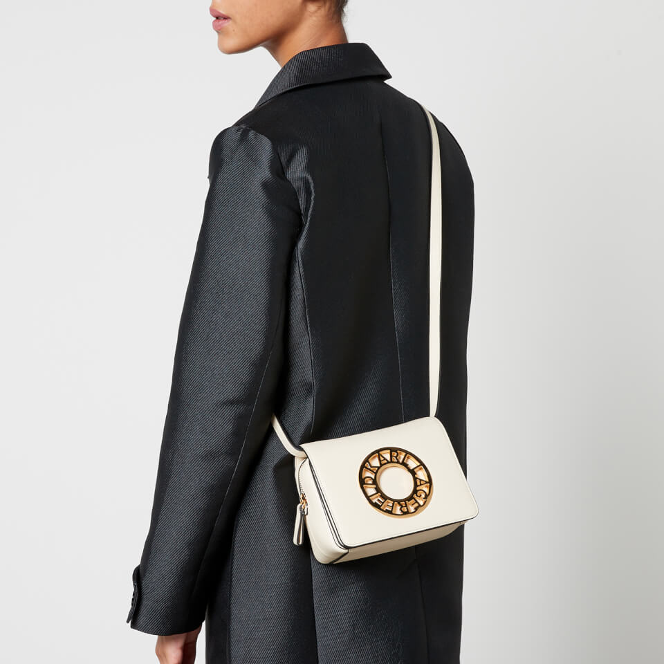 Karl Lagerfeld Disk Logo Leather Crossbody Bag