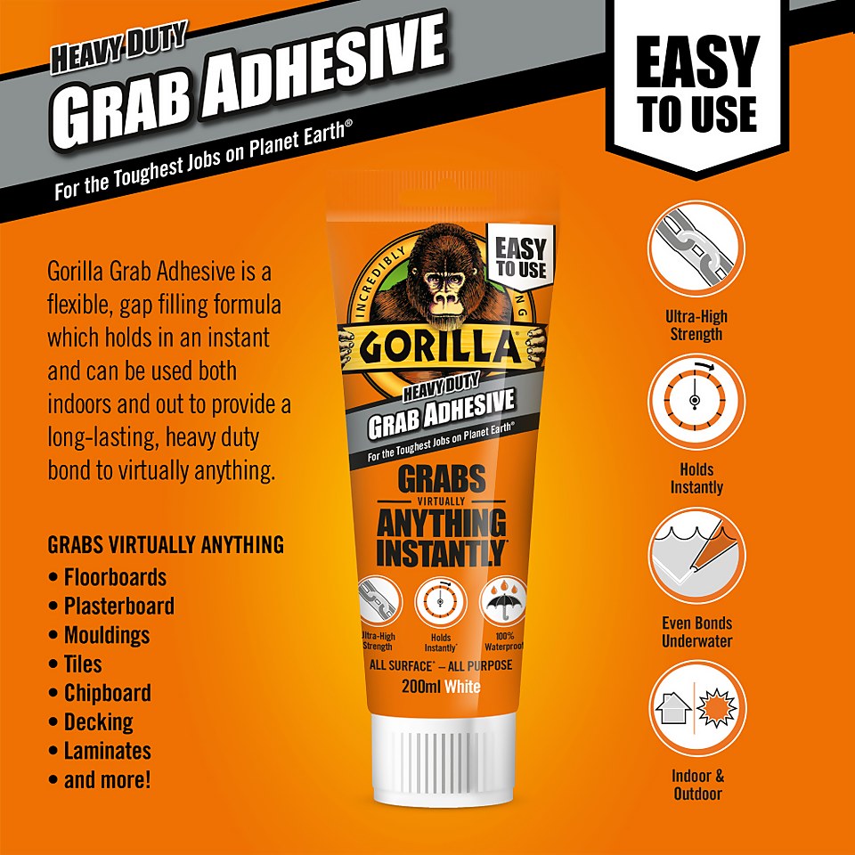Gorilla Grab Adhesive White - 200ml