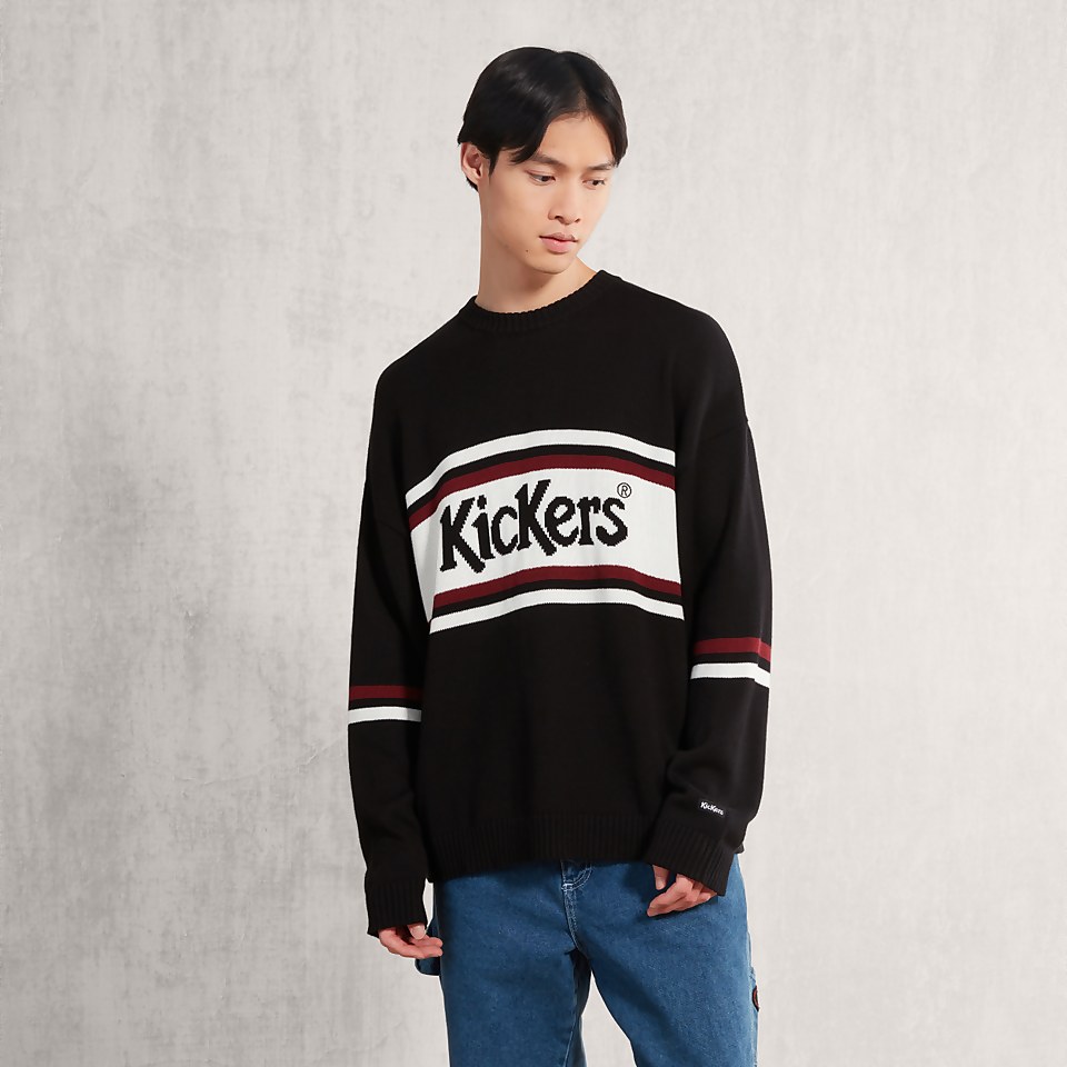 Men's Knit Jumper with Chest Logo Black