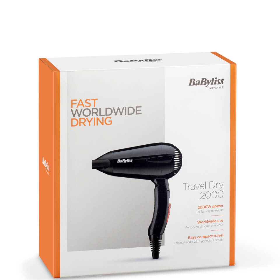 Babyliss 2000w shop travel hair dryer