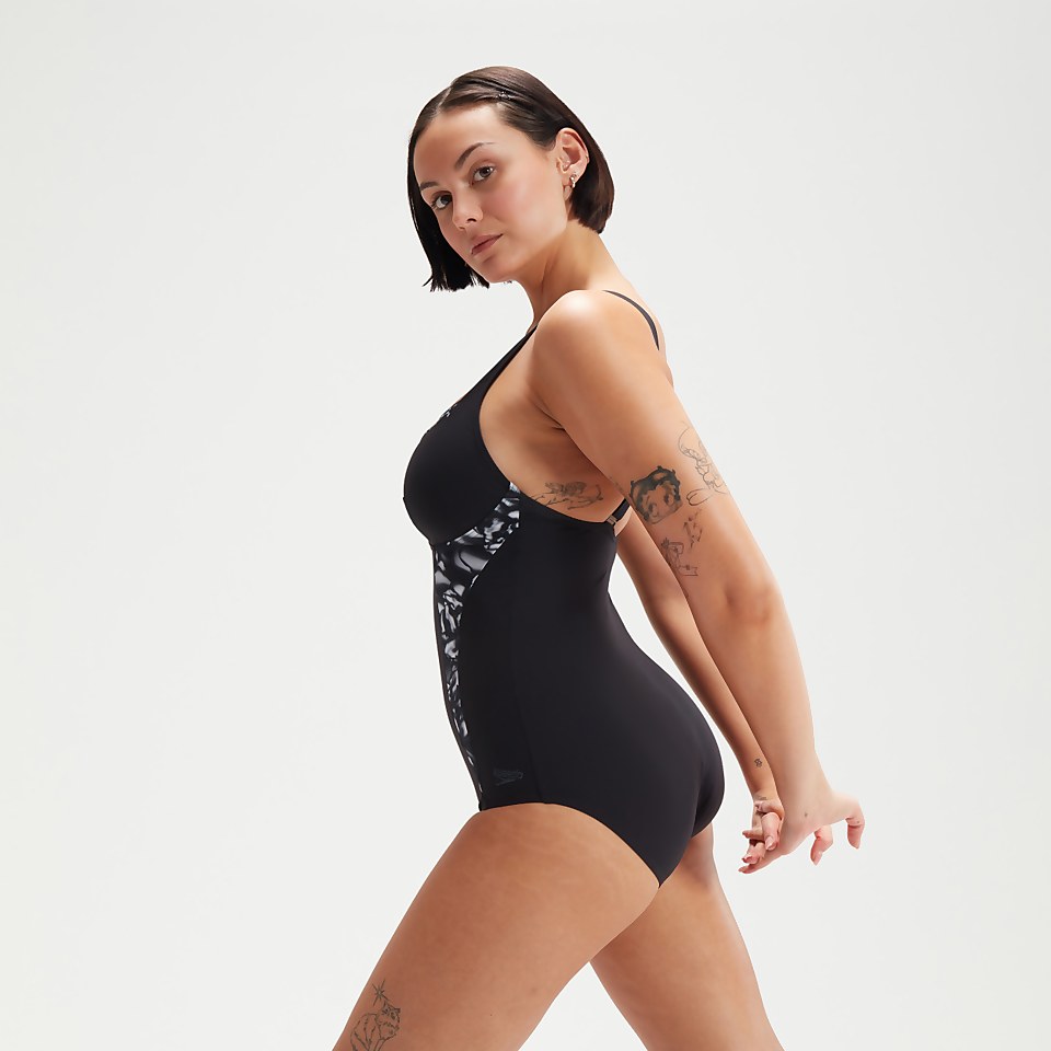 Women's Shaping Printed LunaElustre Swimsuit Black/Grey Women's Shaping Printed LunaElustre Swimsuit Black/Grey