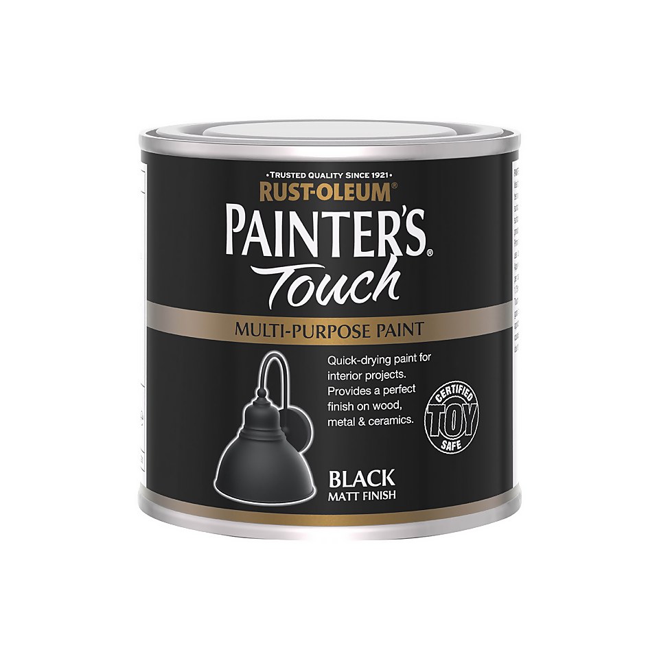 Rust-Oleum Painters Touch Matt Paint Black - 250ml